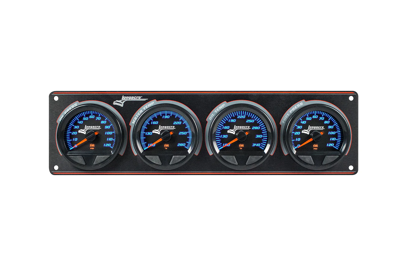 SMi™ Elite Waterproof Gauge Panel, 4 Gauge Oil Pressure/Water Temperature/Oil Temperature/Fuel Pressure 120psi